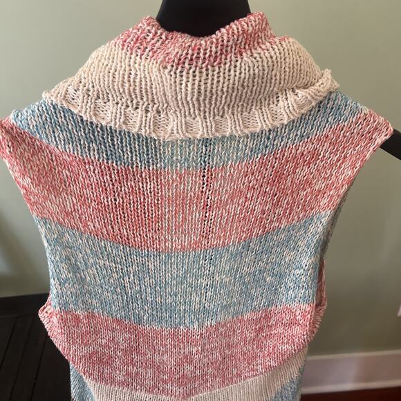 Cabi Skipper Circle Knit Sweater Cardigan Shawl Pastel Striped Beachy Boho Small - Picture 3 of 9